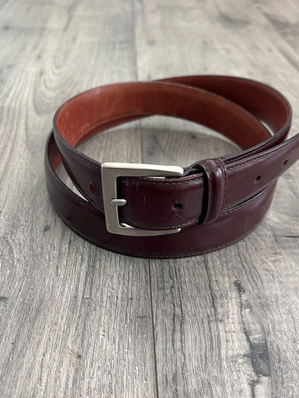 Coach Brown Leather Dress Belt Silver Buckle Size 40